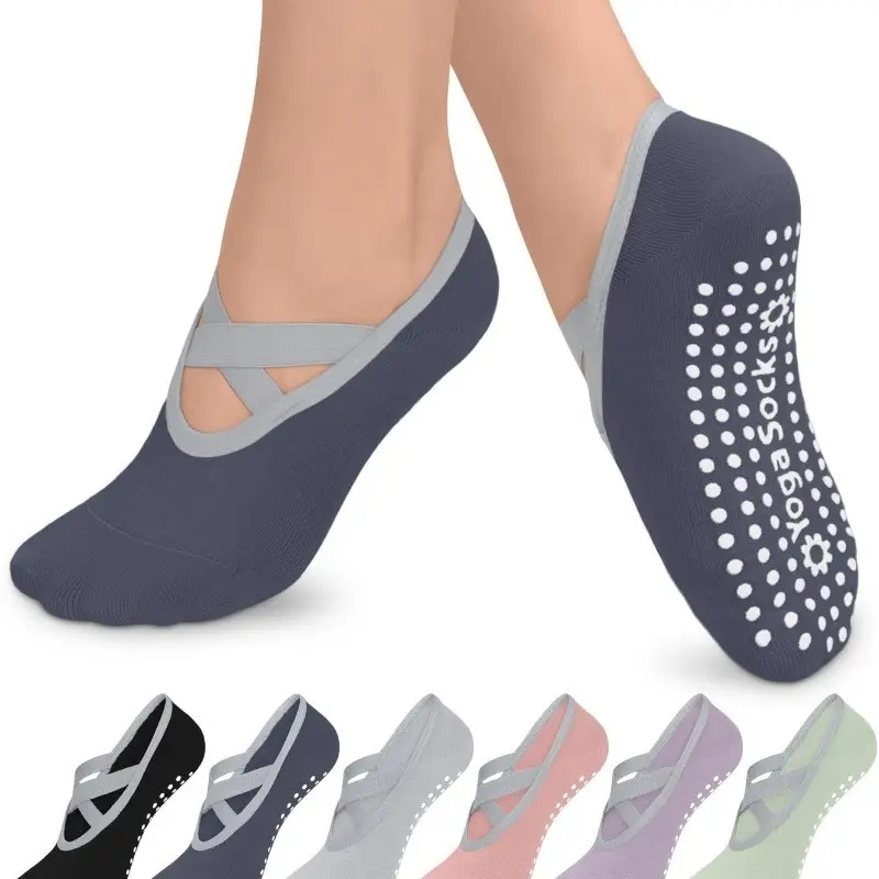 1 Pair Grip Pilates Socks for Women, Non-Slip Yoga Athletic Socks, Barre Ballet Barefoot Workout, Hospital Use
