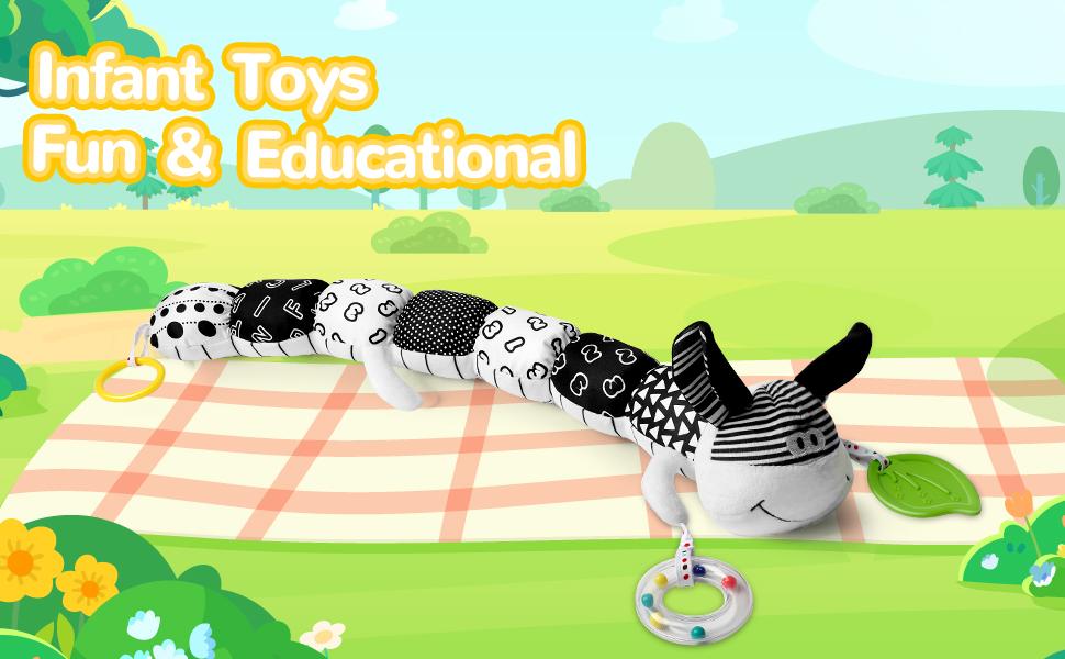 Dearlomum Newborn Baby Girl Gift Toys Infant Tummy Time Musical Stuffed Animal with Crinkle Rattle Textures Blue Crocodile Interactive Duck Shaped