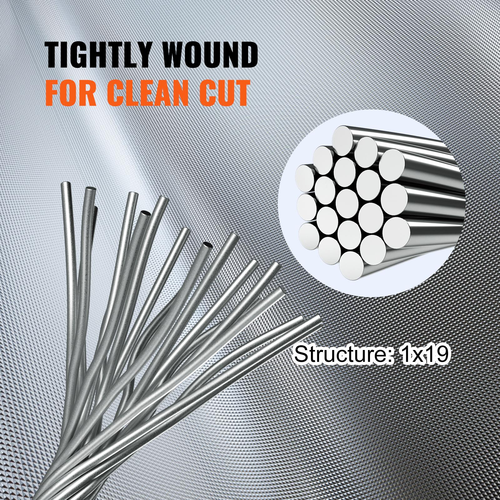 T316 1x19 Stainless Steel Cable 1/8 Cable Rail Wire Rope Aircraft Cable 984FT