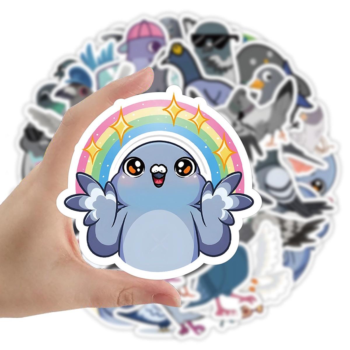 1Pc 60PCS Cute Pigeon Stickers Funny Cartoon Bird Cute Animal Decals  Waterproof Vinyl Decals Aesthetic Graffiti Sticker Pack for Laptop Water Bottle Phone Case Skateboard Helmet Scrapbook DIY Decor Gift Spring Summer Party Supplies
