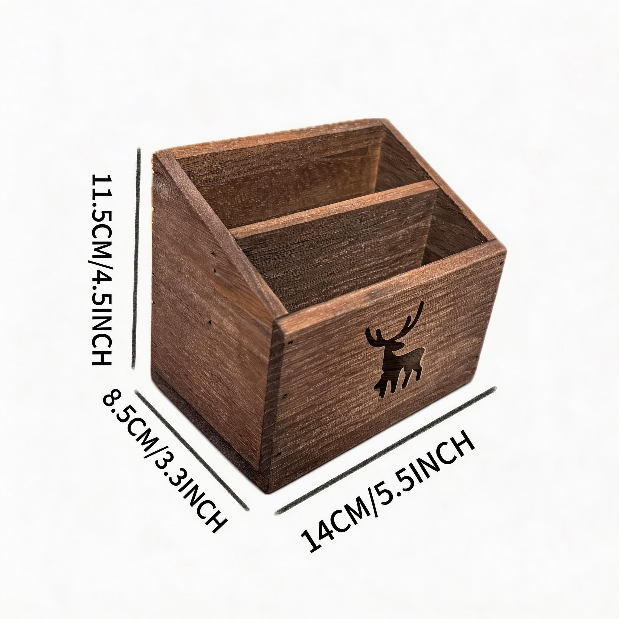 Wooden Remote Control Storage Box, Simple Square Open Design, Multi Compartment Design, Ideal for Home Bedroom Desktop and Cutlery Organization