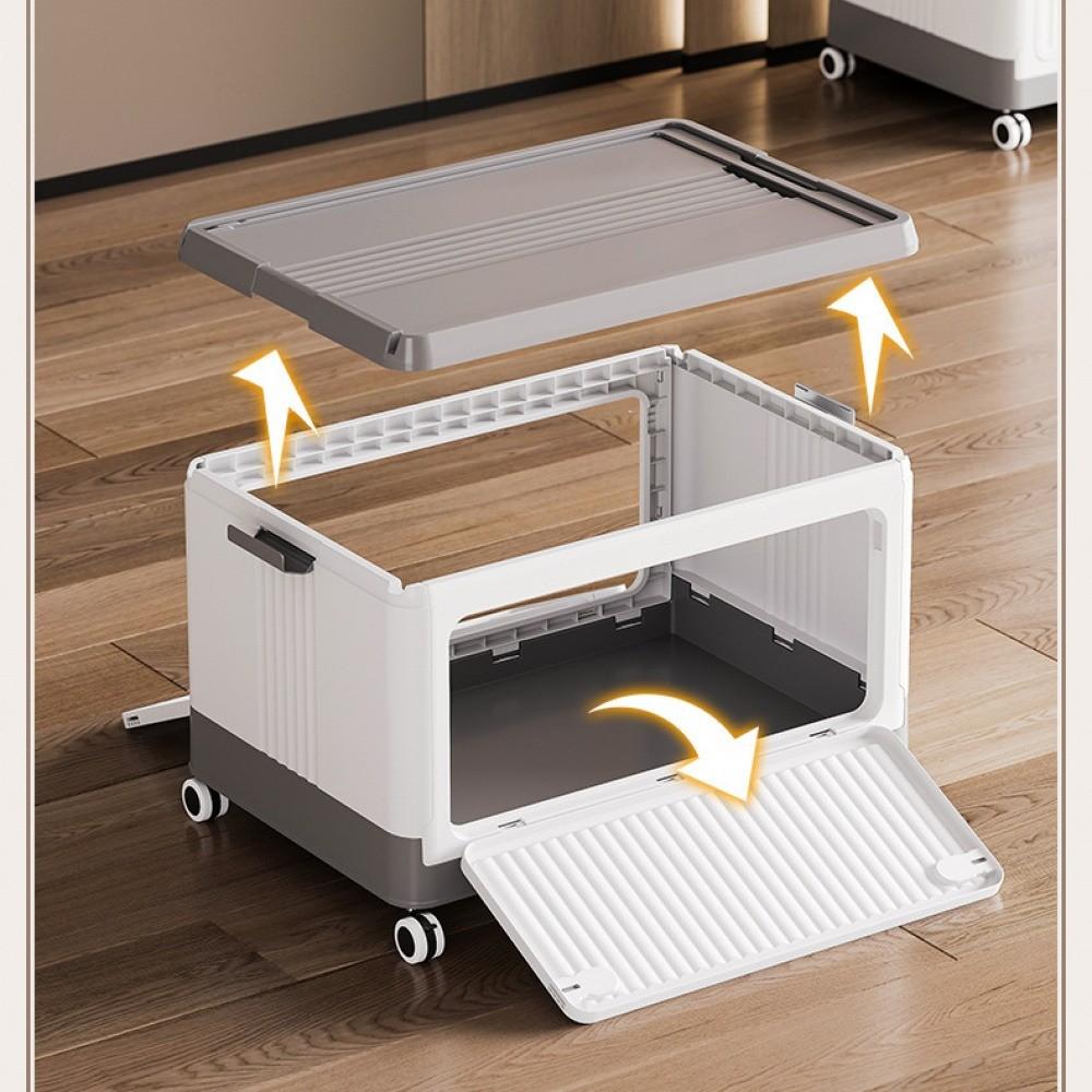Modular Foldable Storage Box with Wheels | Stackable Design & Dustproof Lid | For Bedroom, Closet & Small Spaces | Collapsible Storage Organizer