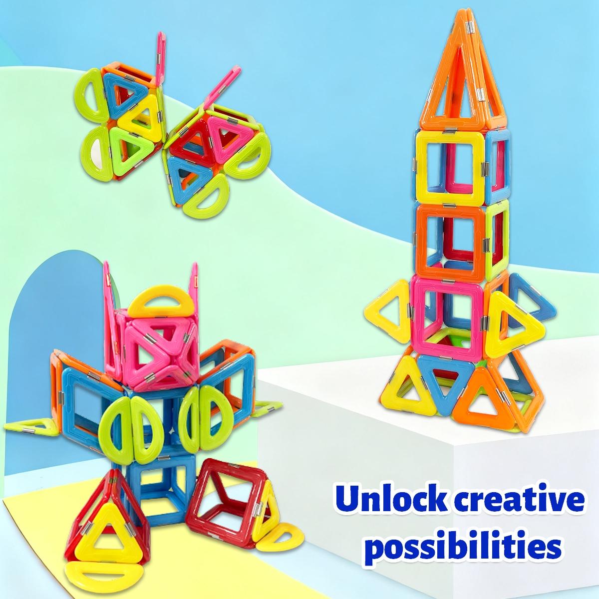 Magnetic Blocks Tough Tiles Creative Magnetic Blocks STEM Toys for 3+ Year Old Boys and Girls Learning by Playing Games for Toddlers Kids, Compatible with Major Brands Building Blocks - Starter Set