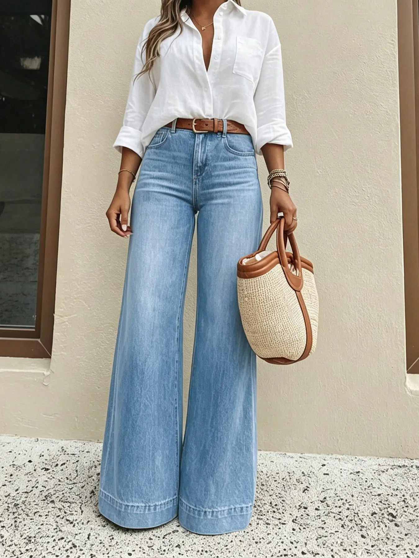 【Black Friday】Women’s High-Waisted Wide-Leg Jeans, Loose-Fit Casual Denim with Slight Stretch for All-Season Wear