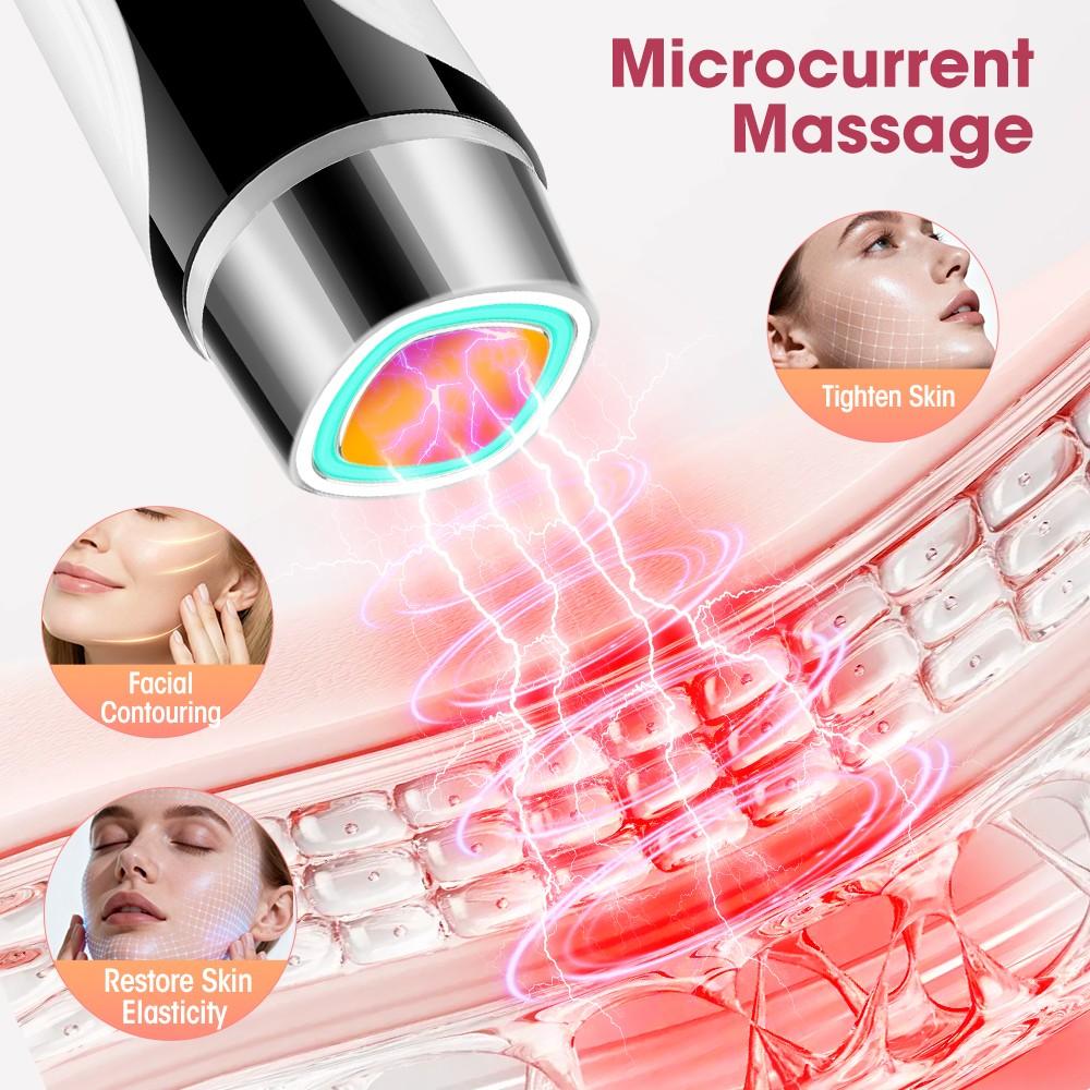 Four-In-One Multi-Function Microcurrent Beauty Device, 4 Color LED Light Skincare Instrument, Facial Massage for Tightened Skin, Best Gift for Women