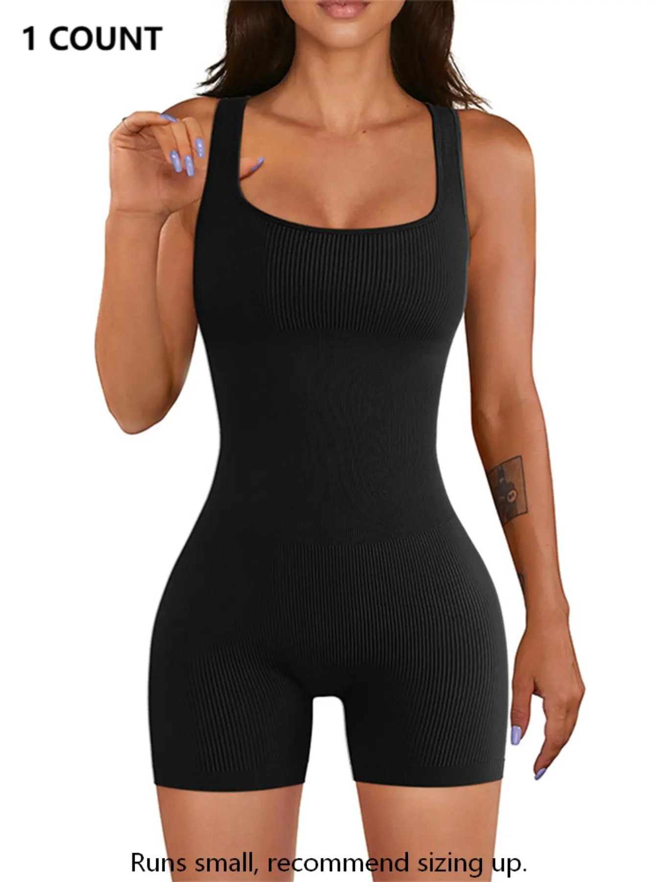 Women's Solid Backless Ribbed Underwear Shapewear Bodysuit, Casual Comfy High Stretch Romper for Daily Wear, Ladies All-Season Shapewear, Fitted Bodysuits, Compression Shaper Shapewear, Bodysuit Waist Cincher