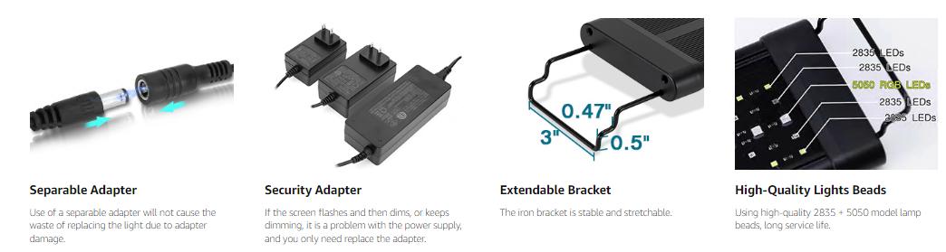 hygger Aquarium Programmable LED Light, for 12~55in Long Full Spectrum Plant Fish Tank Light with LCD Setting Display, 7 Colors, Sunrise Sunset Moon and DIY Mode, for Novices Advanced Players