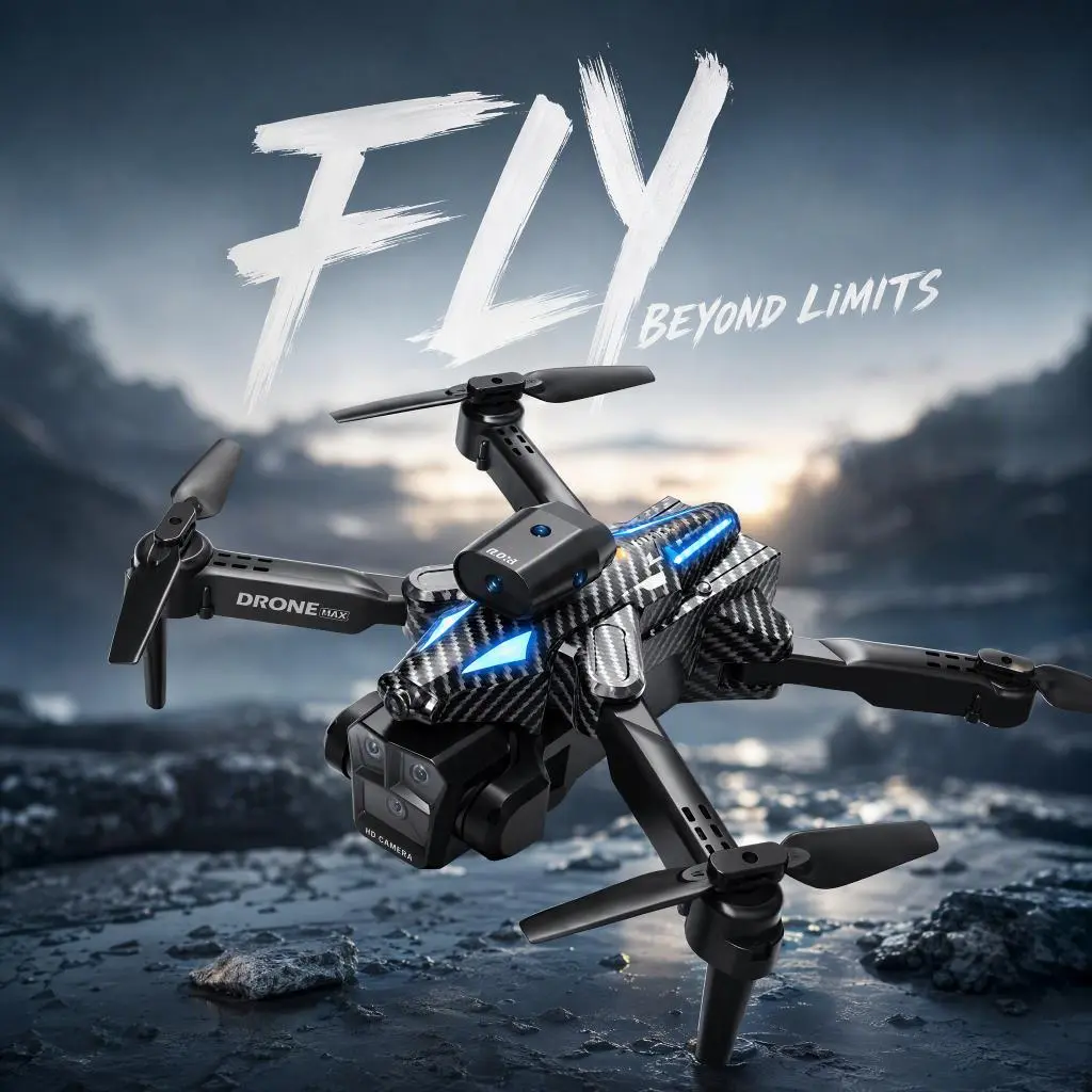C10 Black RC Quadcopter Toy, Multi-Lens Configuration, 2 Rechargeable Batteries, Full Accessories for Outdoor Flying