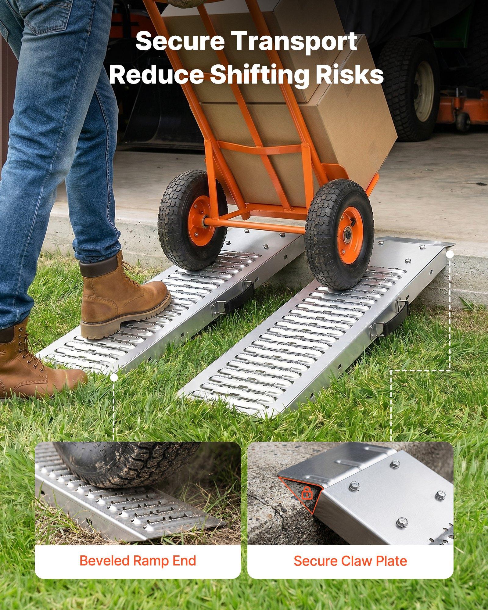 VEVOR Trailer Ramps, 2PCS 39 x 9 in, Heavy-Duty Steel ATV Ramp Set with Anti-Slip Plates, 1200LBS Combined Capacity Loading Ramps for Motorcycles, Lawn Mowers, Farm Tractors, Carts