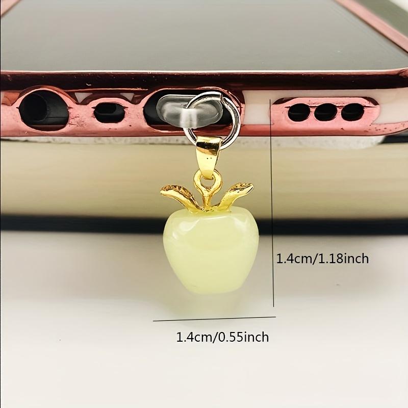 2 Pcs、3 Pcs、1 Pcs Glowing Apple-shaped Phone Dust Cap - Acrylic, Glow-in-the-Dark Design, Gold Leaf Details, Elegance Phone Accessory, Dust Protection, Phone Dust Cover | Gold Leaf Accents | Acrylic Phone Charm