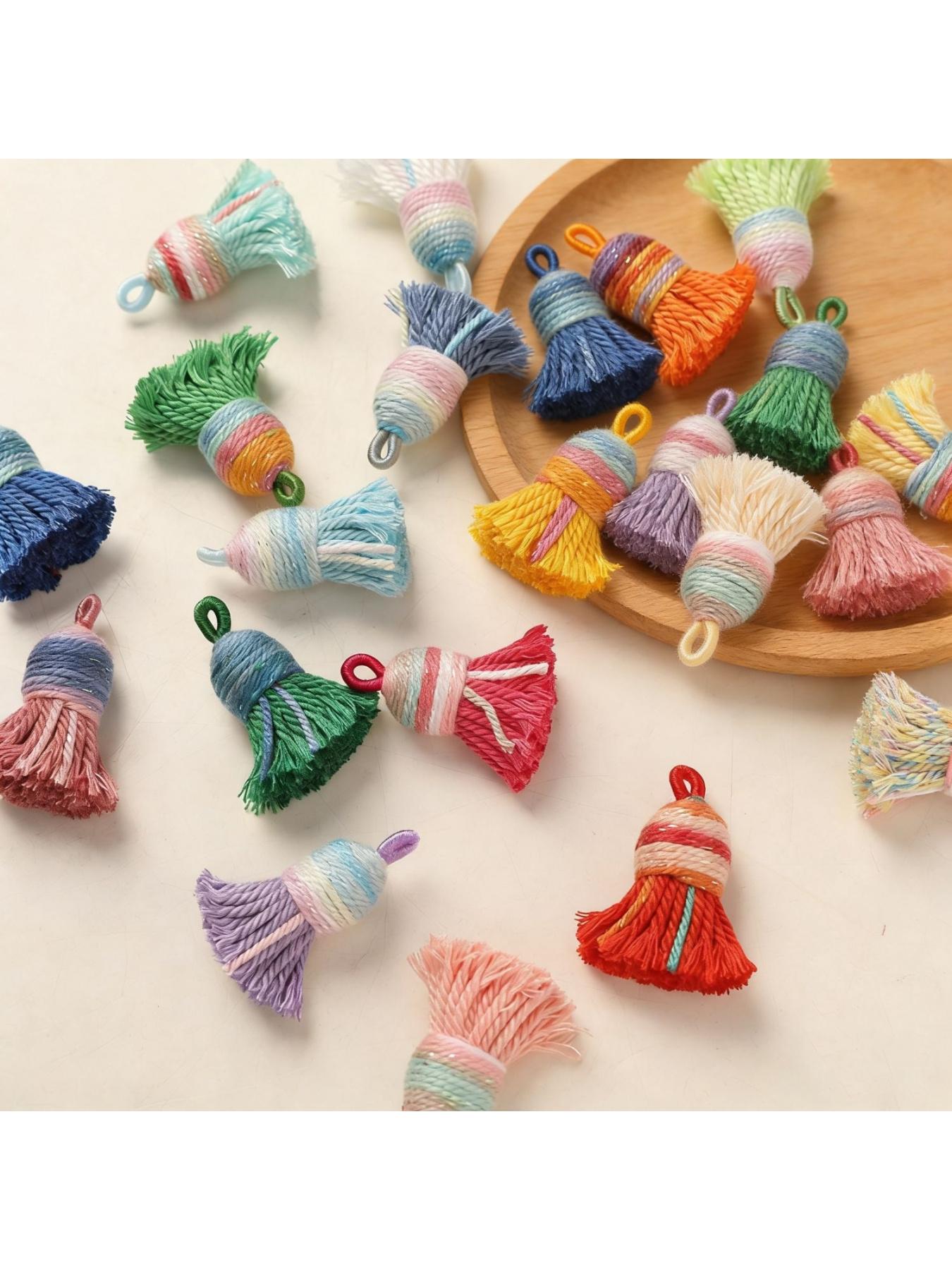 Starry Sky Gradient Tibetan Style Cotton Thread Tassel Pendant/Accessory/Bracelet DIY Semi-finished Jewelry Making Accessories Charms