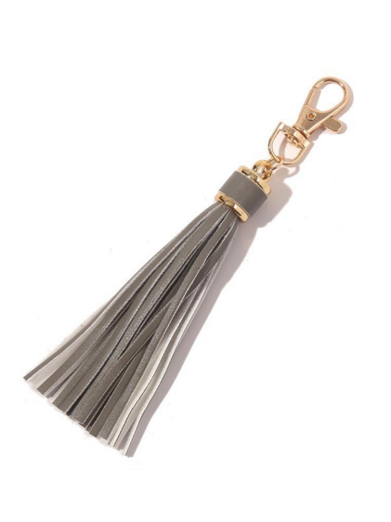 PU Leather Tassel Keychain, Silicone Bead Bracelet Keychain Accessory, Mother's Day Gift, Card Bag Charm, 1pcs