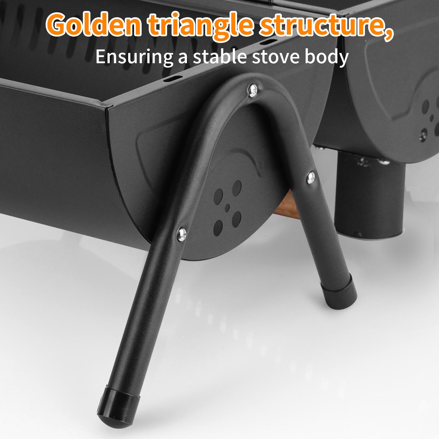 Portable Charcoal Grill, Small Folding Outdoor Grill, Mini Black Barbecue Grill, Compact Tabletop BBQ Grill for Camping Picnic Backyard Patio