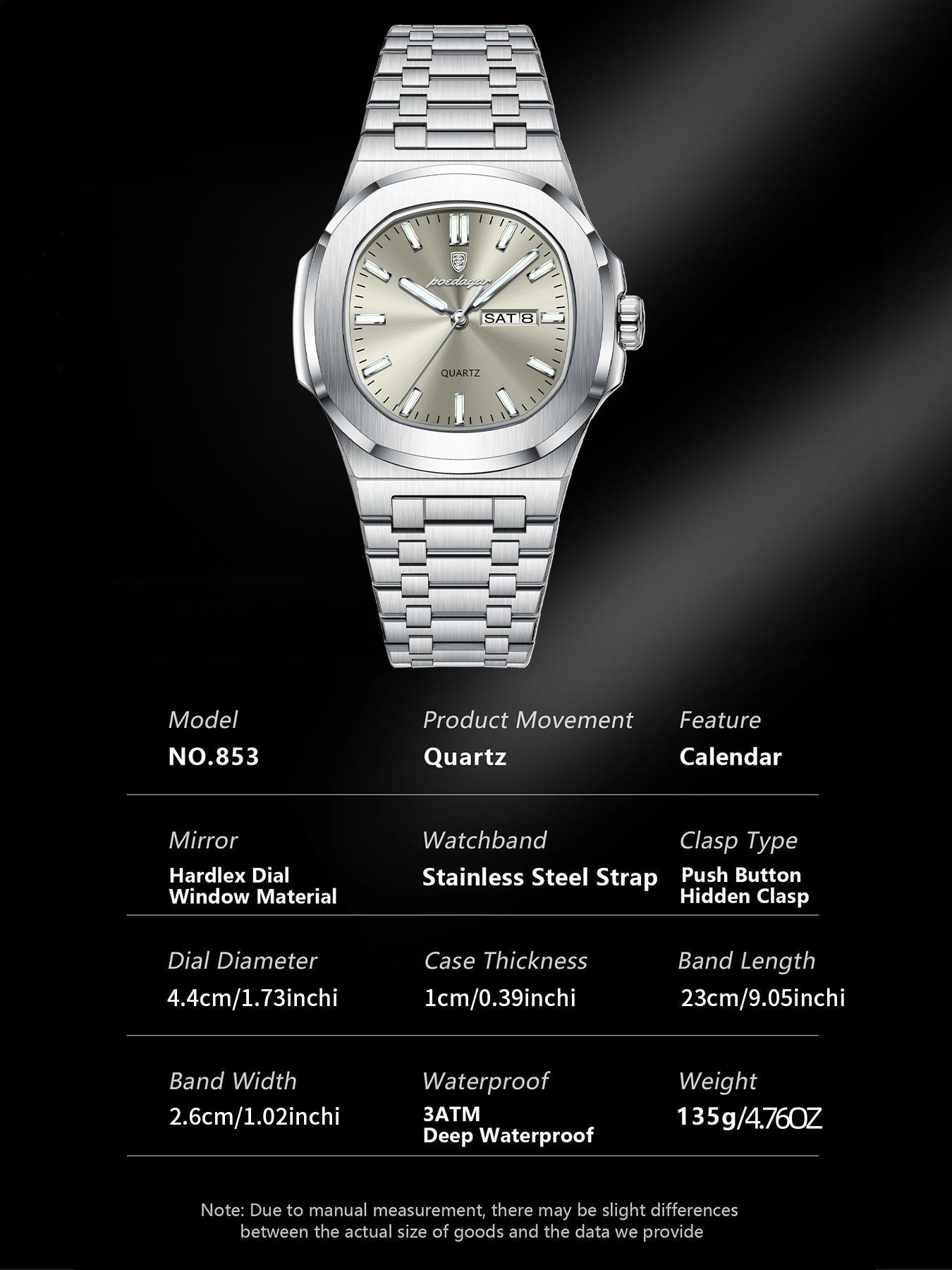 Men's Quartz Watch, Waterproof Design, Date & Day Display, PU Leather Band, Perfect Gift for Him, Sporty Style Timepiece, Casual Analog Watch