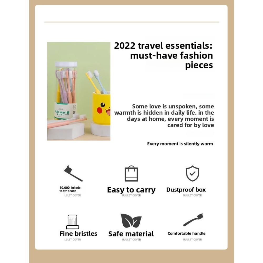 20-piece Toothbrush Set with Soft Bristles, Adult Family Pack in Bucket, Tongue Cleaner, Disposable Fine Soft Bristle Toothbrush, New Model