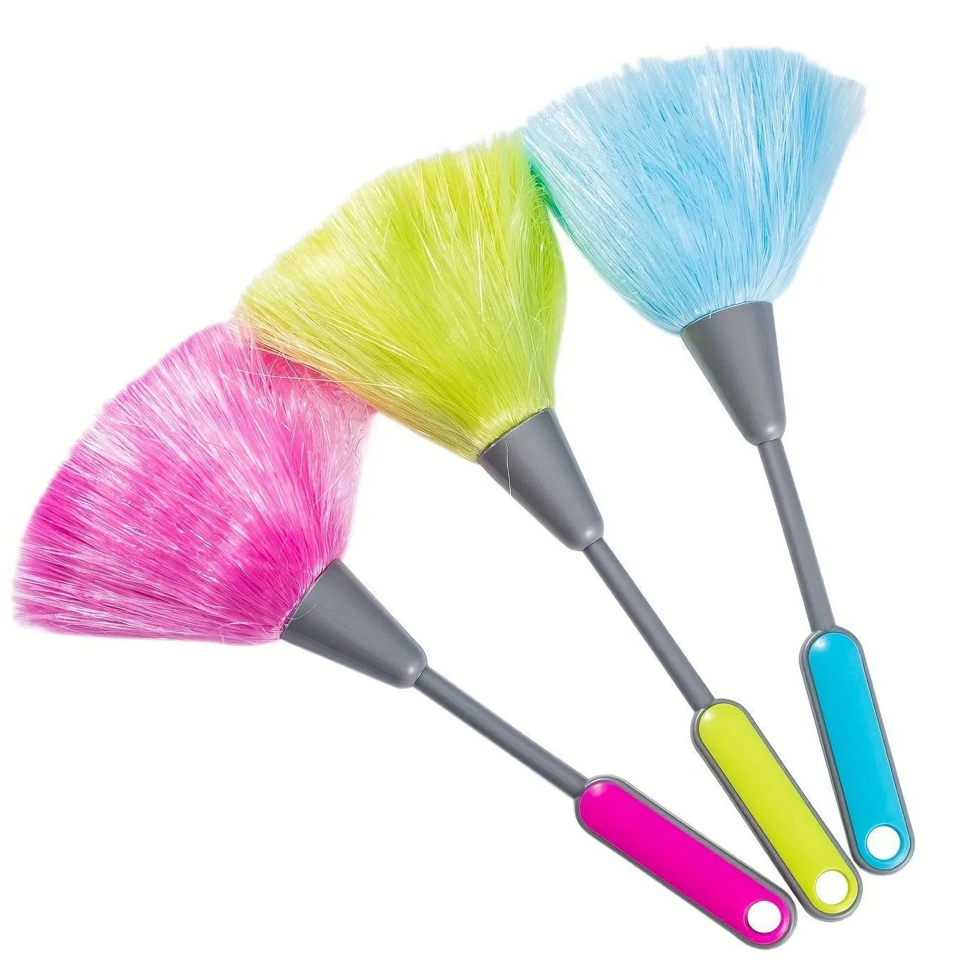 Fluffy Microfiber Cleaning Tool Set - Delicate Kitchen Duster, Mini Dusting Wand, Laptop Keyboard Brush, Computer Screen Cleaner (Blue, Green, Pink)
