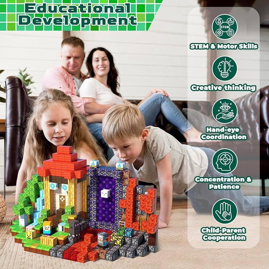 Magnetic Building Blocks 150/200PCS – Magnetic Blocks Set with Tiles & Cubes, STEM Montessori Sensory Toy for Kids Ages 4-8, Creative Educational Construction Gift for Boys & Girls Christmas Birthday