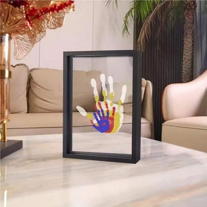Transparent Wooden Handprint Memory Frame, DIY Baby & Family Keepsake Art, Floating Display for Cherished Moments, Perfect Gift for Birthdays, Anniversaries & Baby Showers