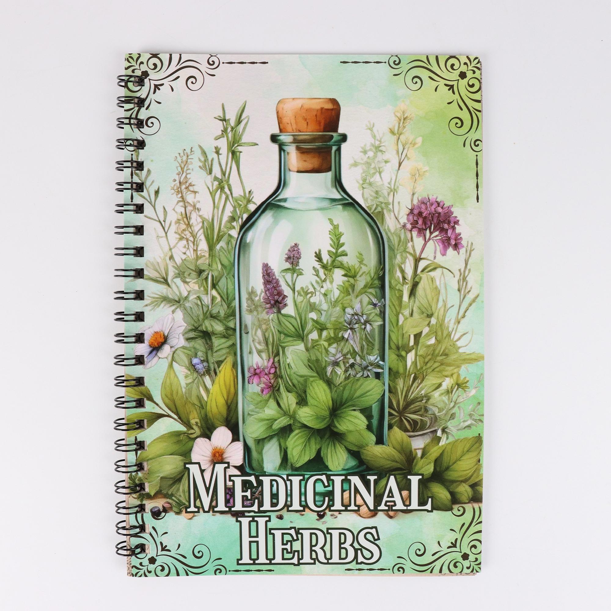 Medicinal Herbs Learning Notebook, Herbal Study Guide, Perfect for Nature Lovers, Christmas Gift Idea, Essential Botanical Journal, Spiral Notebook, Spiral Coil Notebook