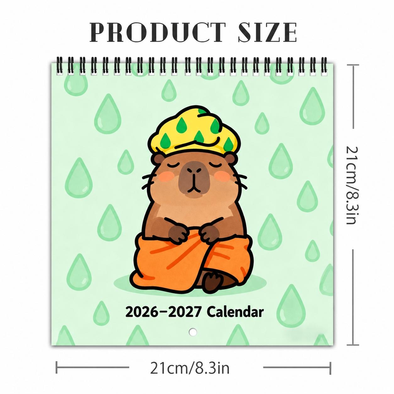 (18-month thick coated paper, spiral double-sided printing) Capybara Funny Wall Calendar 2026-2027 - 18-month daily tear-off desk calendar with hilarious jokes and quotes for office and home decor