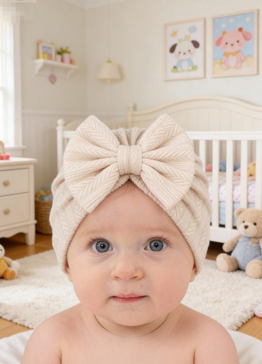 Super Soft Solid Color Bow Baby Beanie, Warm & Breathable Newborn Hat, Cute Stretch Fit for All Seasons, Best