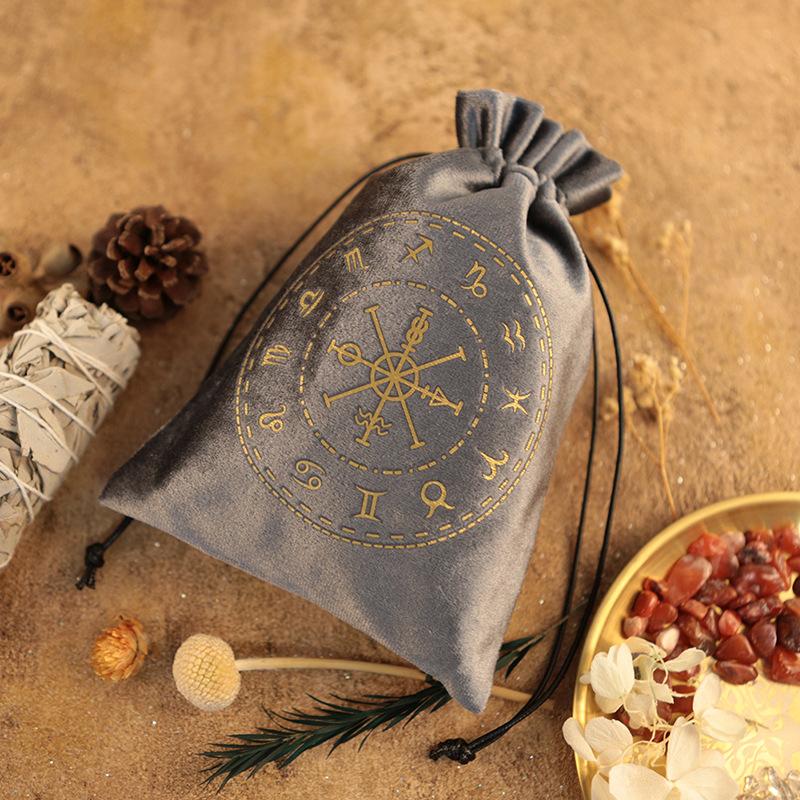 Tarot Card Storage Bag with Drawstring Pouch, Multifunctional Storage, Multiple Patterns, Fits Oracle Cards, Crystals, Jewelry, Data Cables, Ideal for Gift, Holidays, Birthdays, Graduation