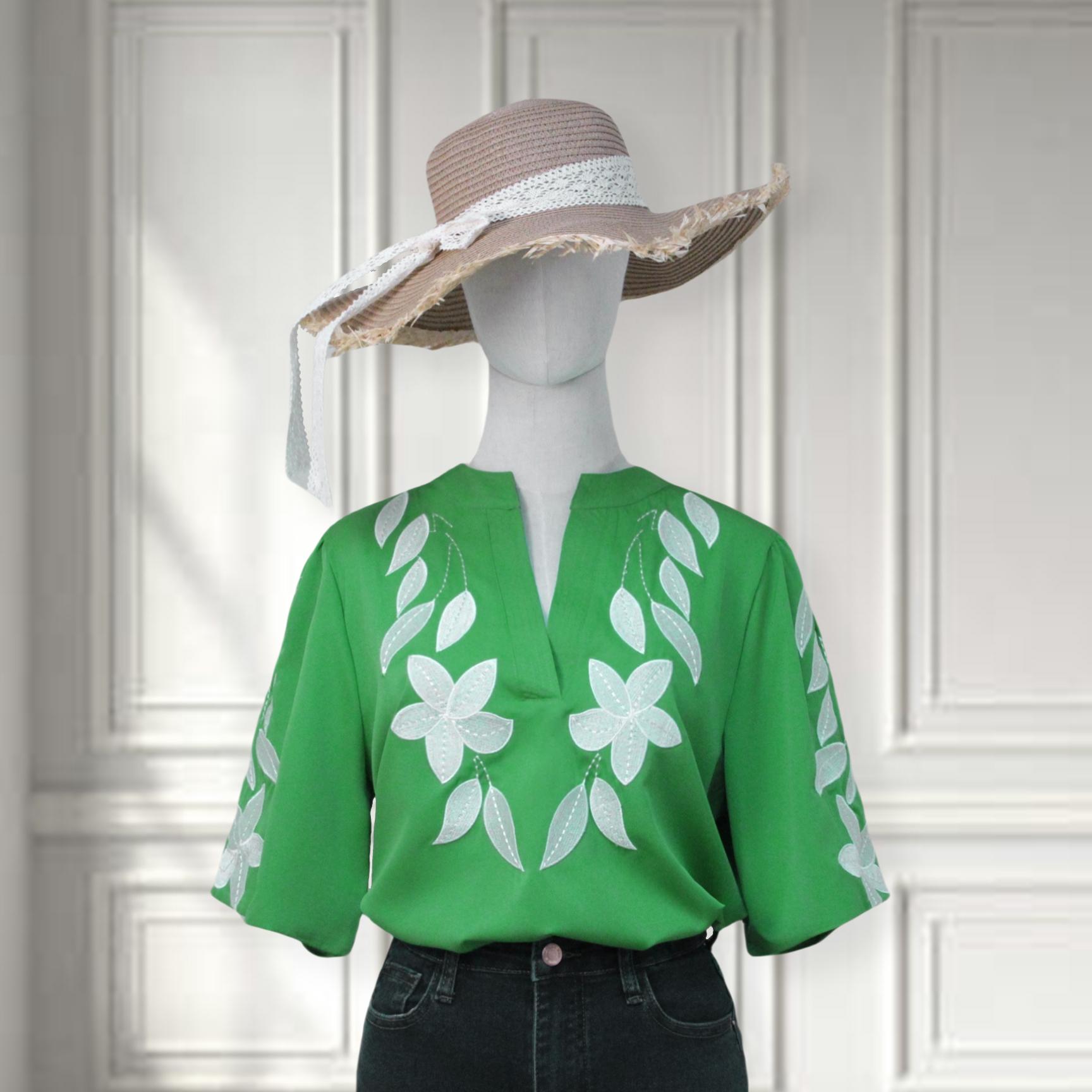 SageVell 100% Cotton Timeless Red/Green Embroidered Blouse with Floral Details - Perfect for Casual Outings, Weekends & Summer Women Style Effortless Wear for Teachers Moms Top SpringStatements SageVell 100% Cotton Timeless Red/Green Embroidered Blouse with Floral Details - Perfect for Casual Outings, Weekends & Summer Women Style Effortless Wear for Teachers Moms Top SpringStatements