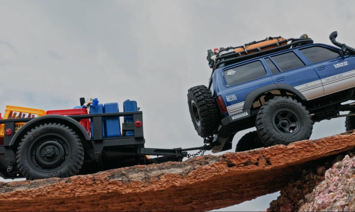 FMS RC Trailer for 1:18/1:12 RC Crawler RC Trucks Parts for FCX18 Land Cruiser 80 & 1:12 Rc Cars for Hauling Behind Car