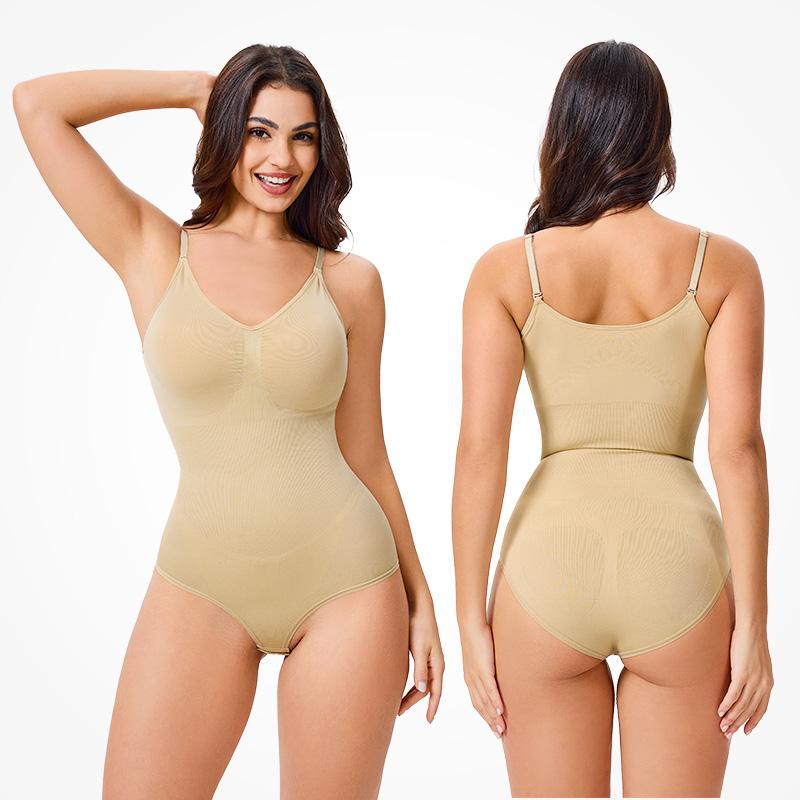 Nebility Women's Shapewear Bodysuit Tummy Control Body Shaper  Snatched Waist Body Suit Basic Compression Spaghetti Strap Womenswear