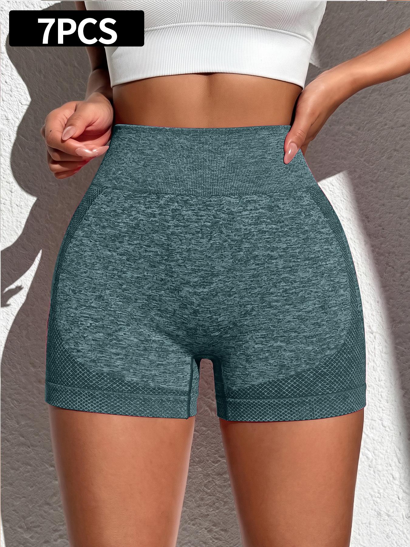 7/6pcs Women's High Waist Tummy Control Gym Shorts, Yoga Pants, Bike Shorts, Seamless, Comfortable, Breathable, Outdoor Fitness, Fitness Training Shorts