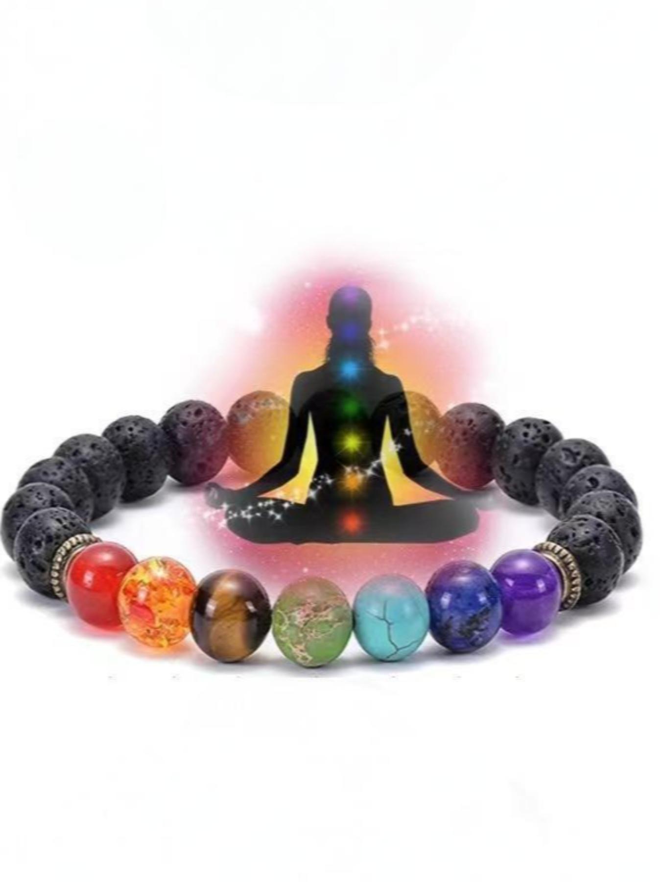 Boho 7 Chakra Lava Stone Bracelet for Women Men, Adjustable Natural Stone Beaded Bangle, Perfect Spiritual Gift Boho 7 Chakra Lava Stone Bracelet for Women Men, Adjustable Natural Stone Beaded Bangle, Perfect Spiritual Gift