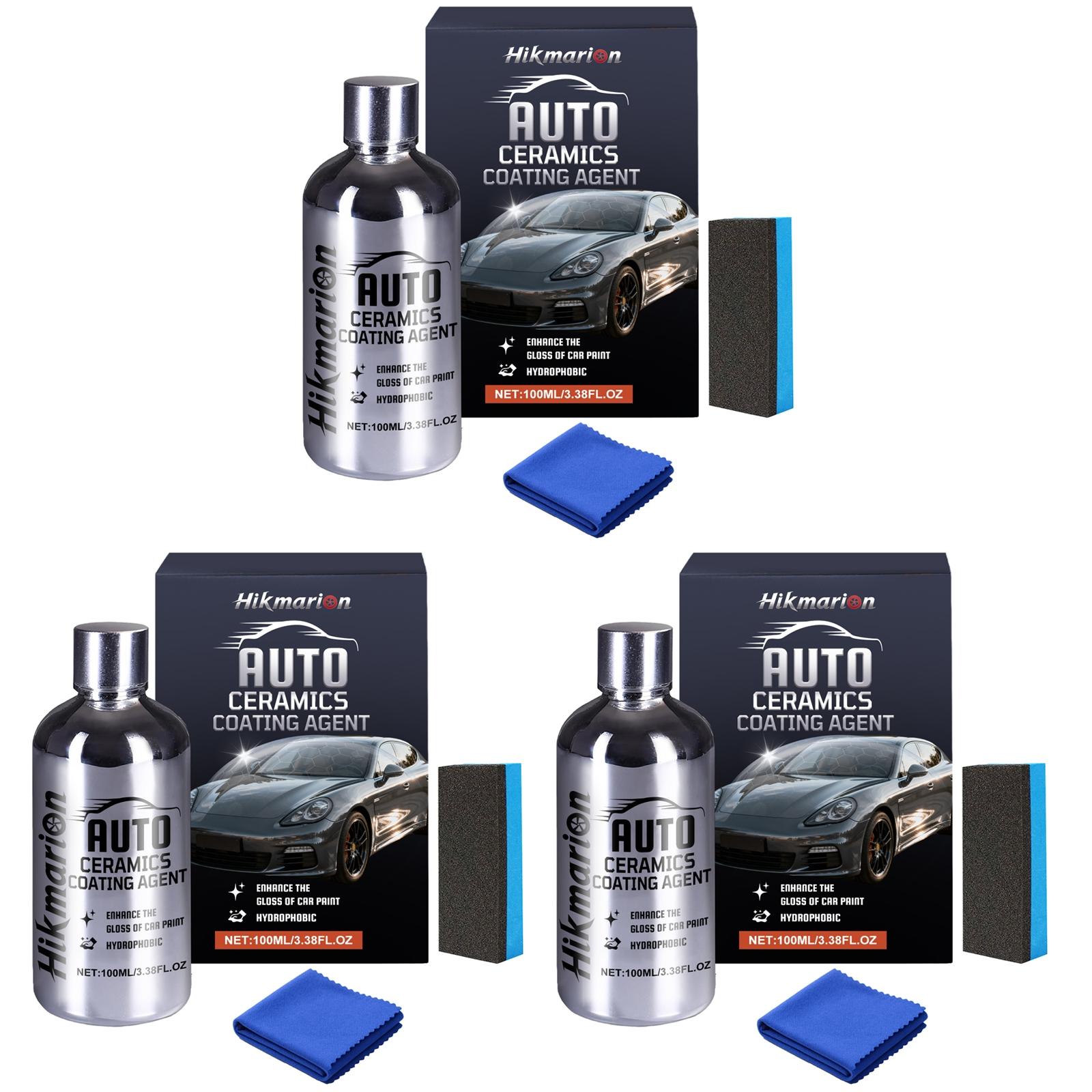 Ceramic Coating Agent (100ML), Car Body Paint Gloss Care, Coating Renewal Agent, Daily Cleaning, Includes Towel and Sponge, Non-Sponge Rubber, Unvulcanized, Automotive Coating Agent