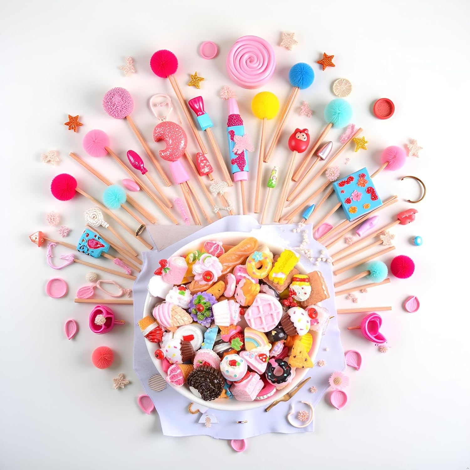 10 count Mixed Kawaii   Charms,  Ice Cream Donut Sugar Slime Mixed Charms, Assorted Candy DIY  Art Tips Decorations for Phone Case Rhinestones  Art Accessories,Shoe Decoration
