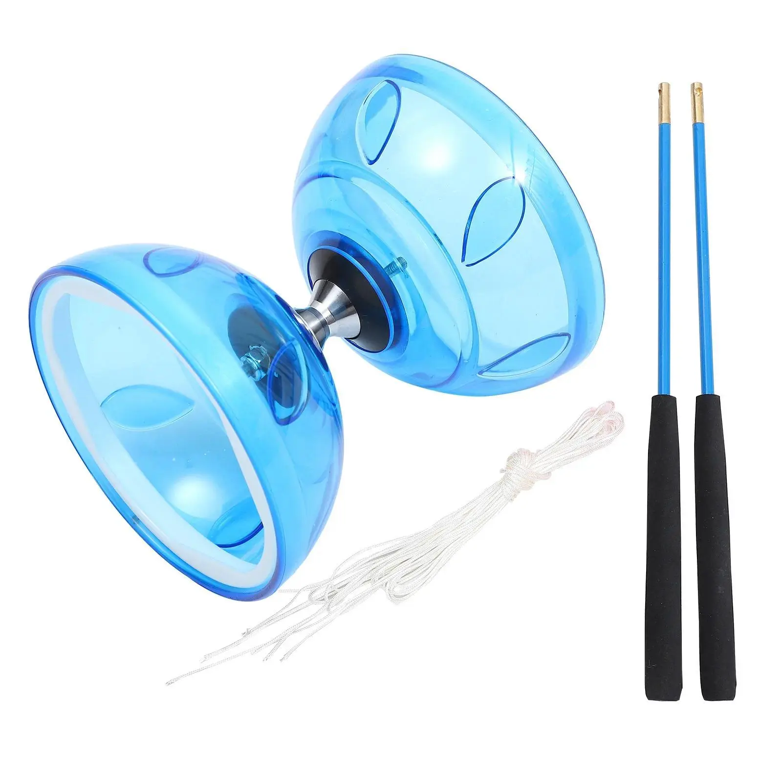Professional Chinese Double-Headed Rubber Diabolo with Sticks, Silicone-Coated Yo-Yo for Beginners, Stationary Bearings Outdoor Kids' Classic Toy