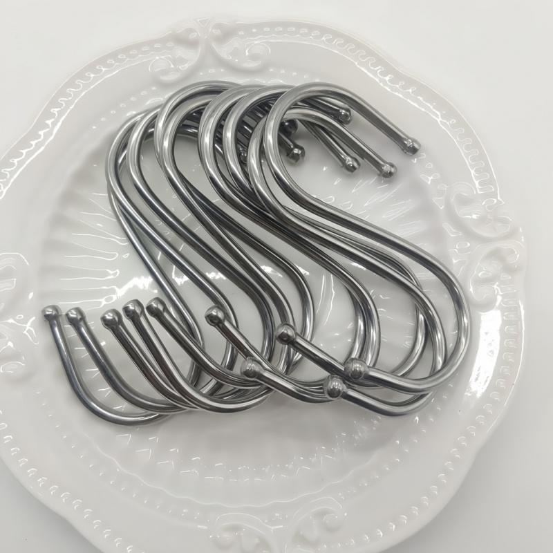 10pcs Stainless Steel S-Shaped Hooks, Heavy-Duty Hooks for Hanging, Sturdy And Durable Hooks, Multifunctional Bathroom Hooks, Home Storage Organizers, Suitable for Kitchen, Workshop, Bathroom, And Garden, Home Hardware Accessories.