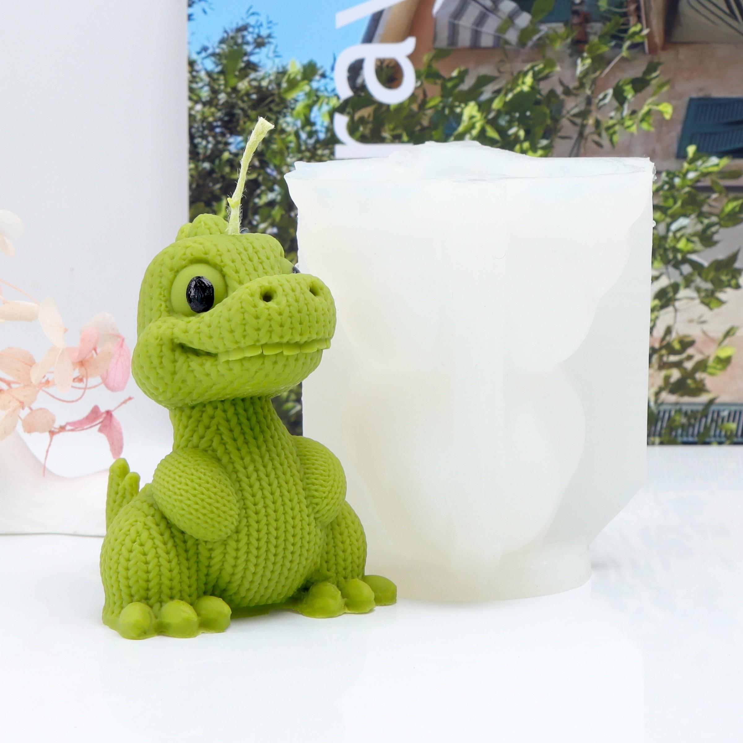 3D Knitted Dinosaur Silicone Mold, Reusable Cute Dinosaur Candle Mold for DIY Aromatherapy Candle, Soap, Resin, Plaster, Handmade Craft Home Decor