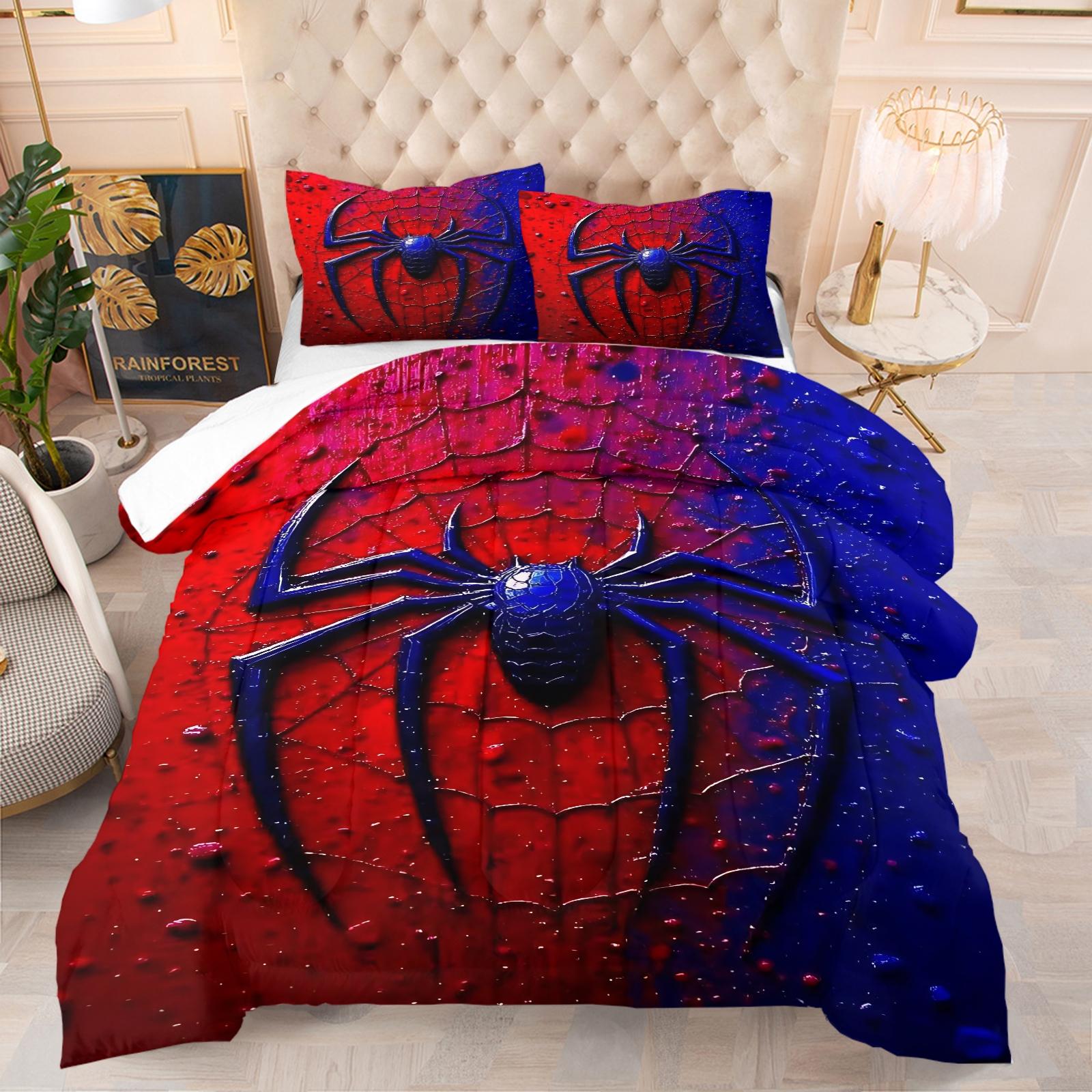 Spider-Man Patterned Bedding Set, Including 1 Duvet Cover And 1 Or 2 Pillowcases Without Pillow Inserts, Bedroom Decoration Gift