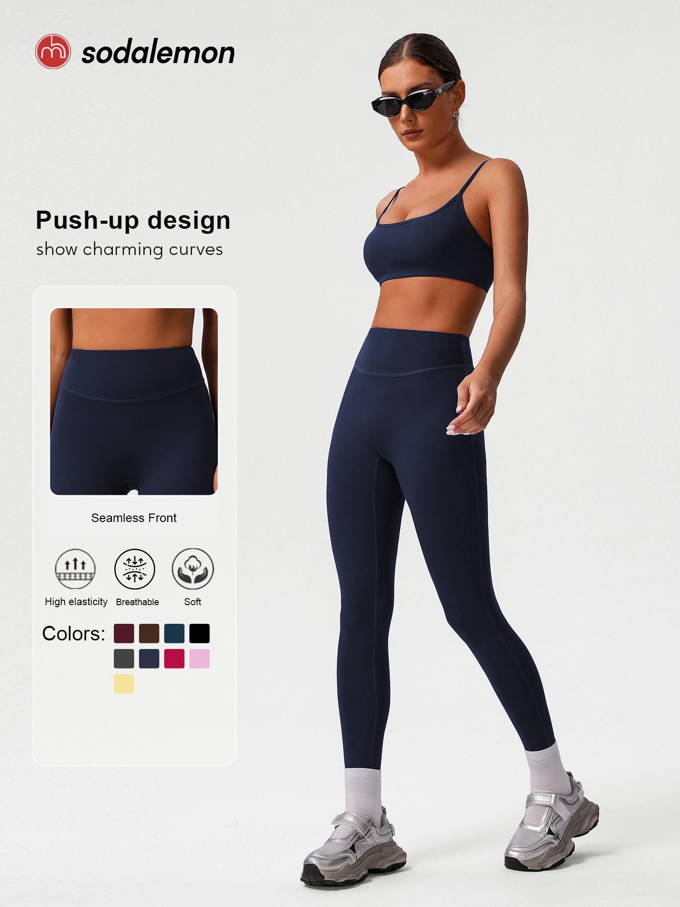Two-piece Set Women's Solid Racer Back Crop Sports Bra & High Waist Leggings, Yoga Bottoms, Tracksuit Set, Quick Drying Breathable Comfortable for Yoga Gym, Workout Running Clothes, Ladies Sportswear for All Seasons, Workout Sets Women