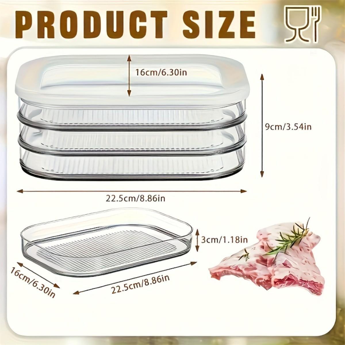 Stackable Food Storage Containers, Stackable Fridge Organizer, Reusable Leak-Proof Design, Space-Saving, Suitable for Bacon, Ham, Cheese