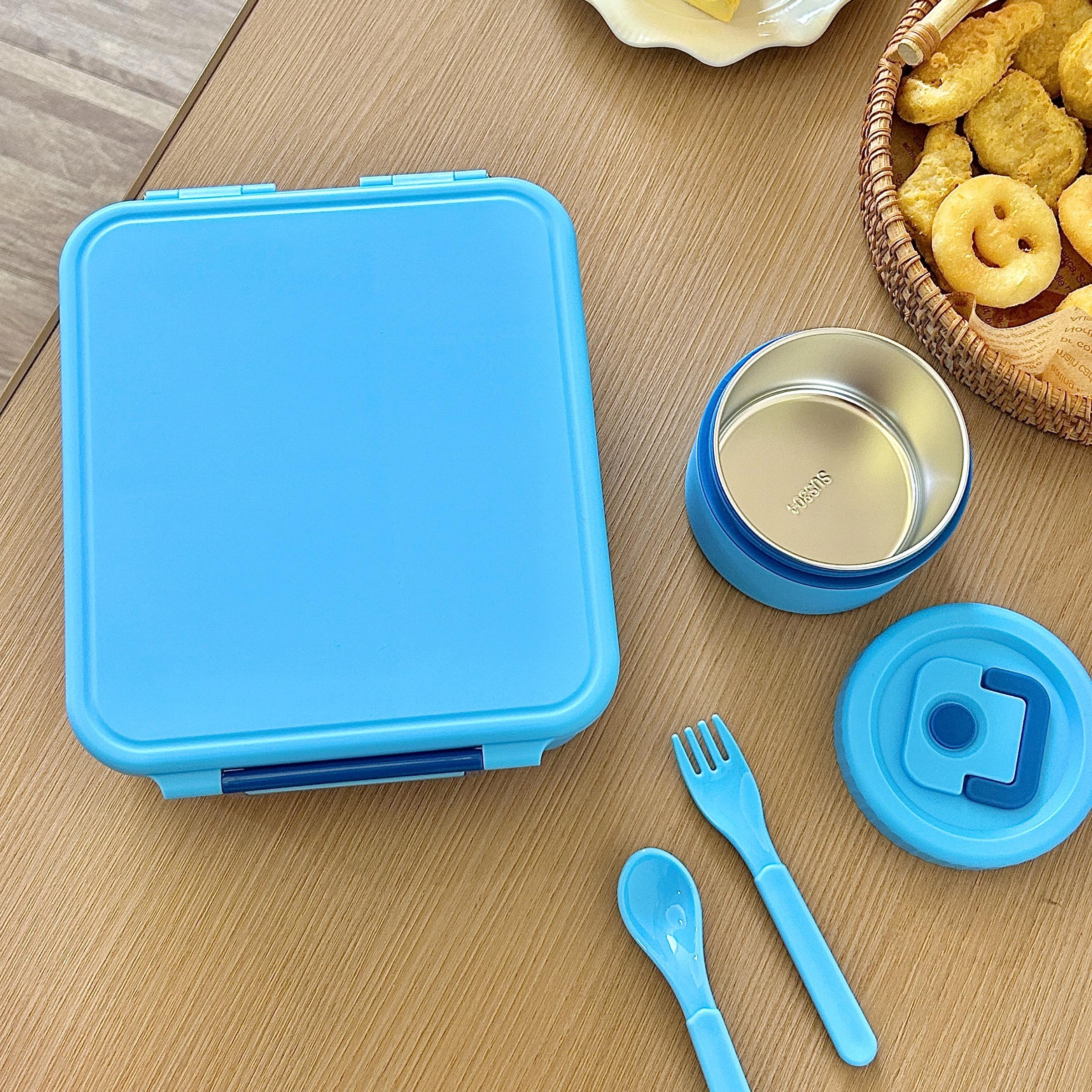 Lunch Box! Bento Lunch Box Set for Kids🍲4 Compartments to Keep Food Separate + Soup Thermos Space-Saver Lunch Kit! The Thermal Jar Tucks Neatly into the Compartment. No Extra Bulk! 📦 Choose 🎀 Mermaid,  Rainbow 🌈🦈Shark Rocket🚀 Car🚗  or Solid Colors!