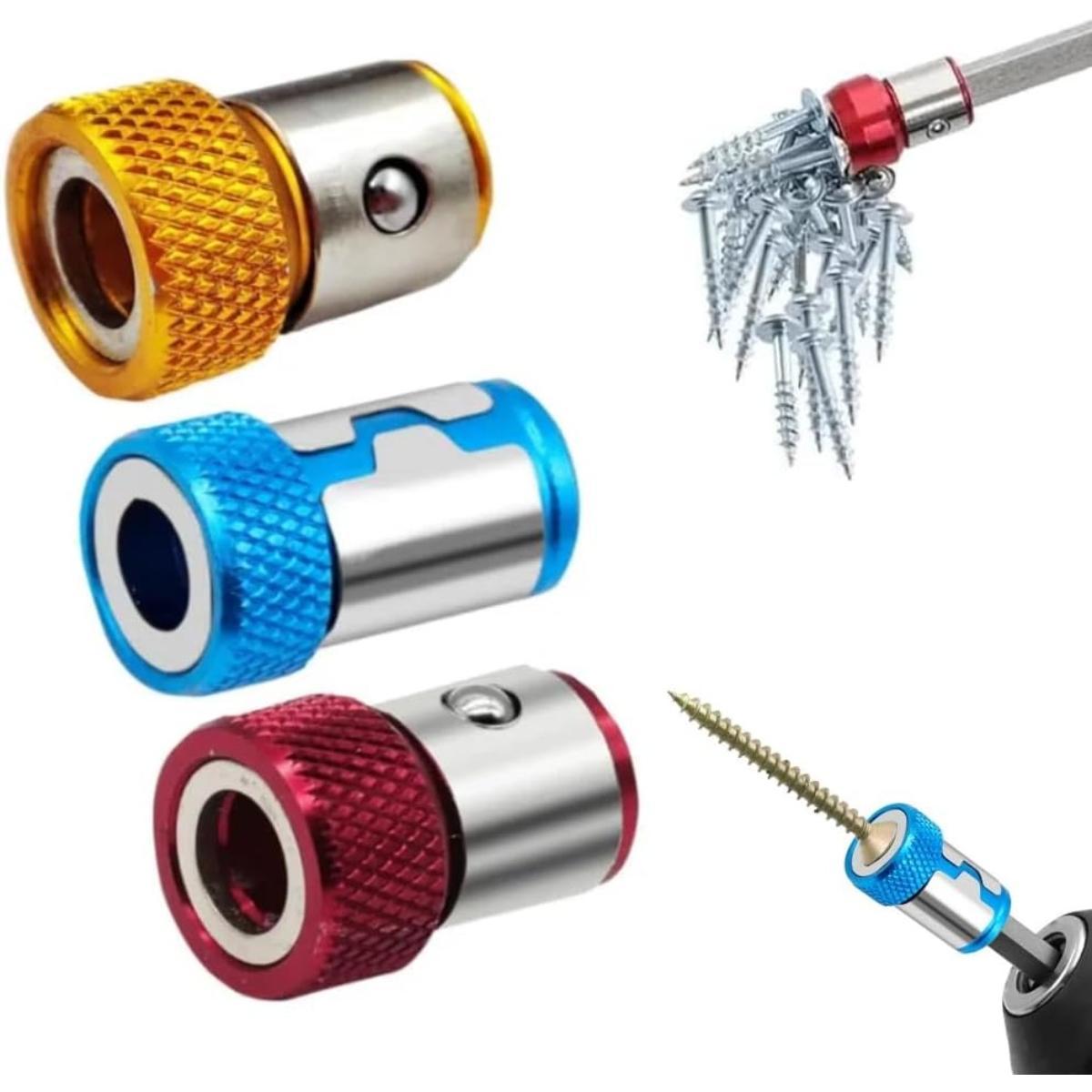 Upgraded Screwdriver Bit Magnetic Ring, Universal Magnetized Screws, Detachable, Suitable for Hex Screwdrivers and Electric Screwdriver Bits, Magnetic Screw Ring, Metal Magnetized Screws (3 pieces, mixed set)