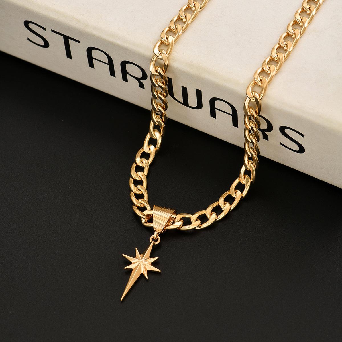 Hip-hop punk style star-shaped pendant necklace made of stainless steel, featuring unique stars. A niche trend piece that can be easily paired with various outfits.