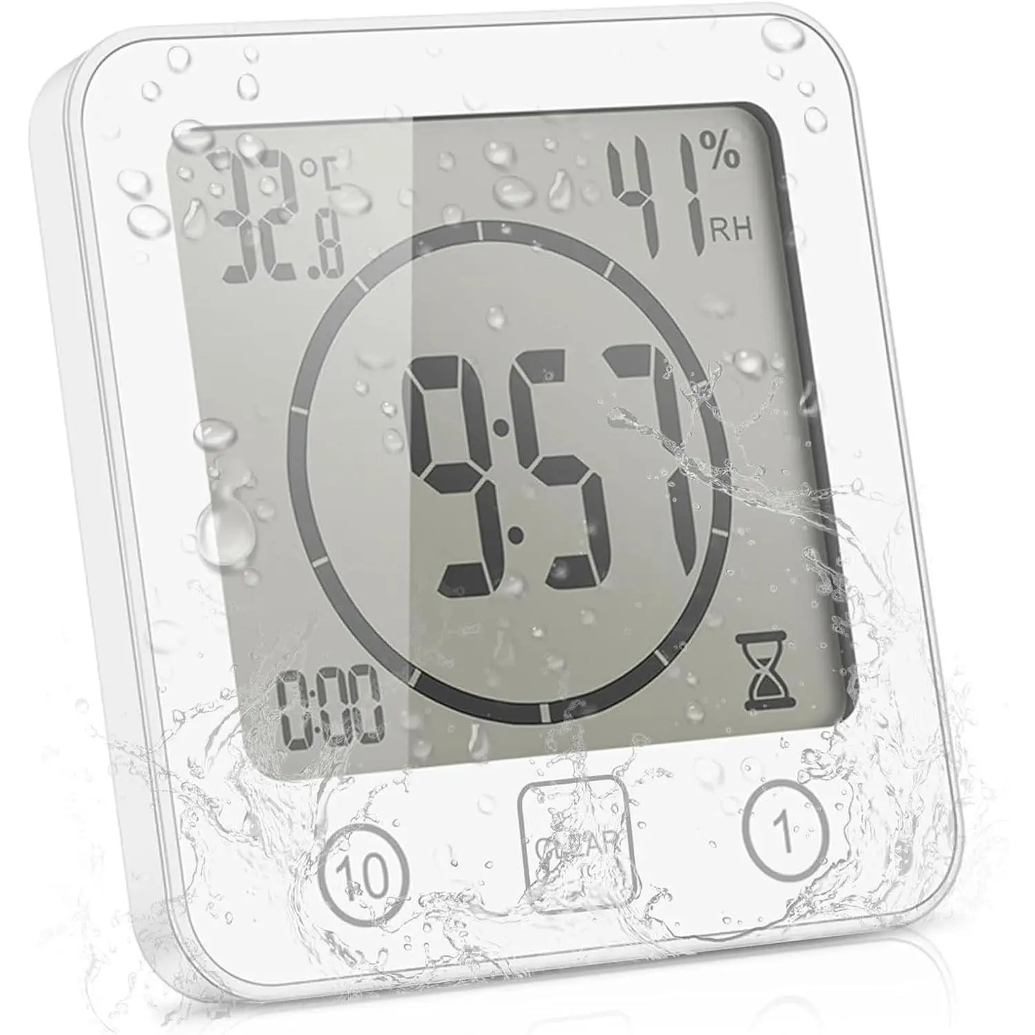 Waterproof Bathroom Shower Wall Clock Timer, Waterproof Shower Clock with Suction for Bathroom Use