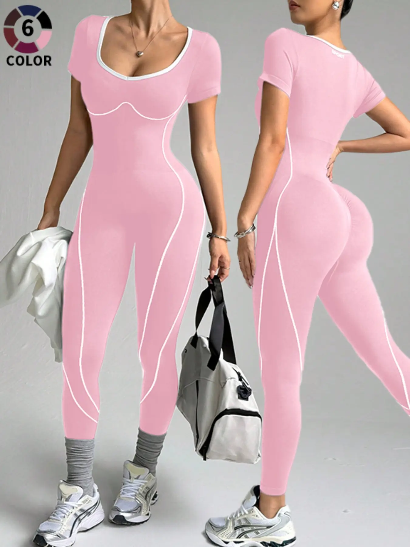 Women's Sporty Jumpsuit for Daily Wear, Running, Training, Travel, Cycling, Seamless Knitted Yoga Suit & All-Seasons, High Elasticity Jumpsuit