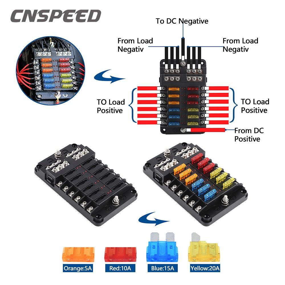 6 Way 12 Way Car LED Blade Fuse Box Seat 12V 24v Automotive Distribution Relay, Durable Vehicle Electrical Accessory, Universal Fit