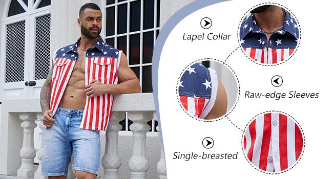 Yuanbang 4th of July Men’s American Flag Denim Vest USA 250th Birthday Independence Day Sleeveless Summer Casual Jacket Patriotic Style Outdoor Fashion Menswear Father's Festival Dad Gifts Guys Love Top SpringStatements