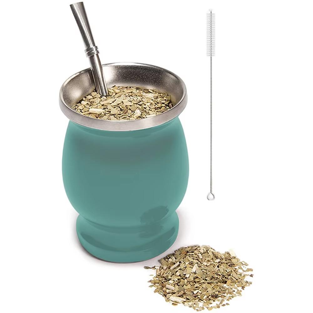 3-Piece Stainless Steel Mate Cup Set, Gourd Shape Retro Style, Dual-Layer Vacuum Insulation, Includes Straw and Brush, Outdoor Travel/daily Tea Drinking