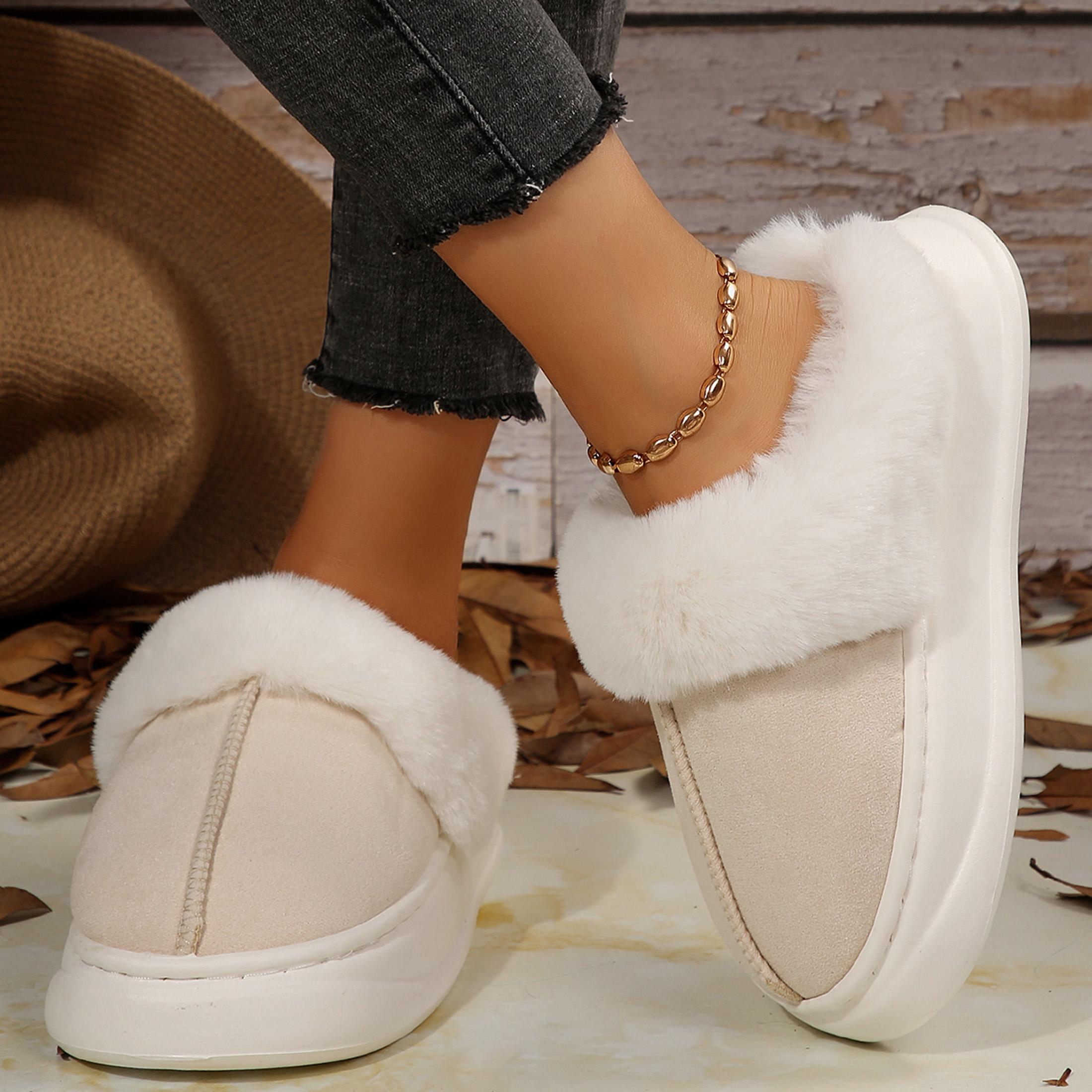 Fuzzy Platform Slippers for Women Cozy Womens Platform Slippers Winter House Slippers for Women Indoor and Outdoor