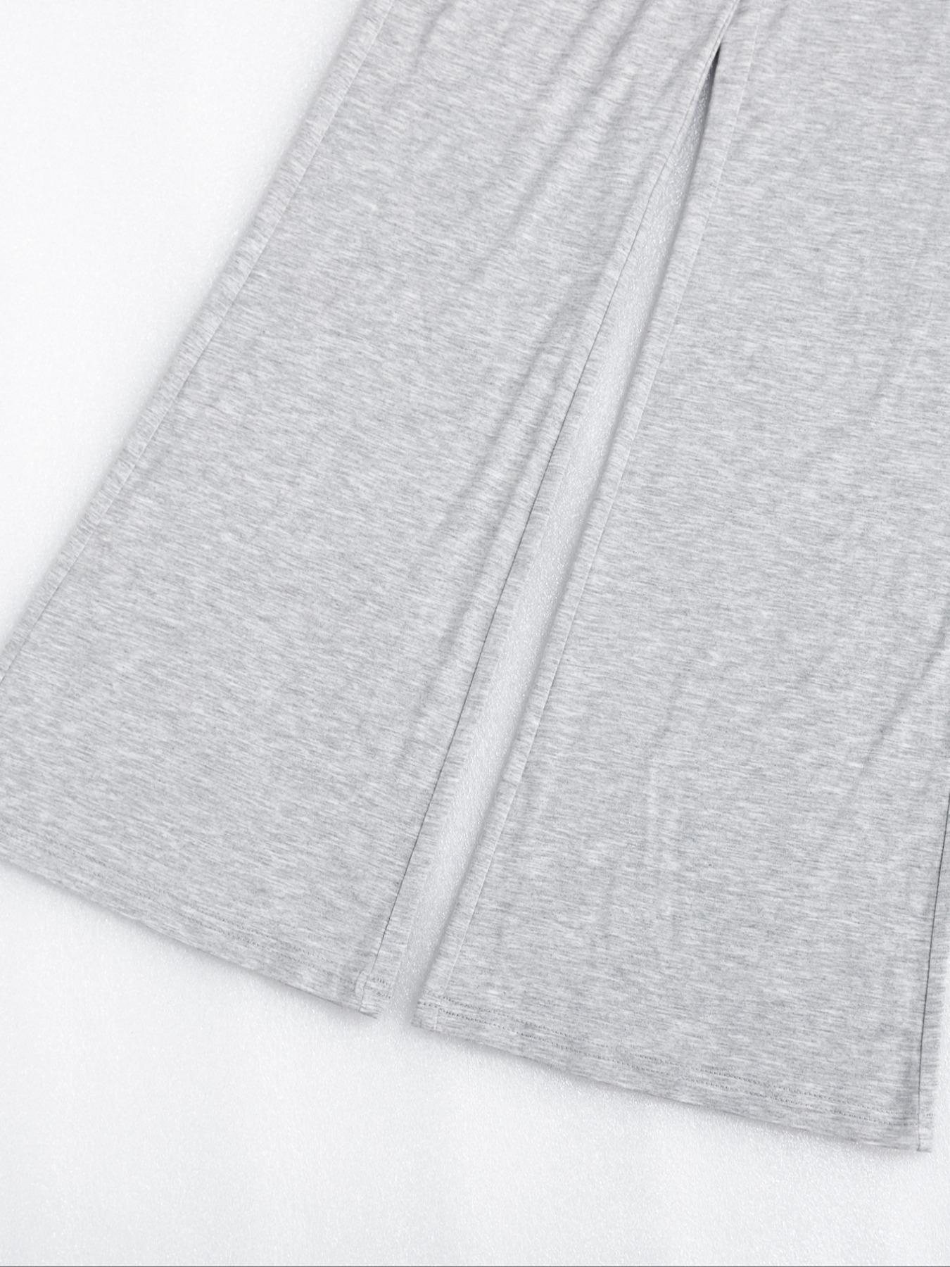 Women's Solid Round Neck Crop Top & Skinny Pants Loungewear Set, Summer Outfits 2024, Casual Comfy Pyjama Set for Women, Comfy Loungewear Set for Women Home Wear, Pyjamas for Women