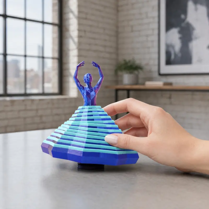 Rotating 3D Printed Ballerina Figurine Elegant Stress Relief Tabletop Decor